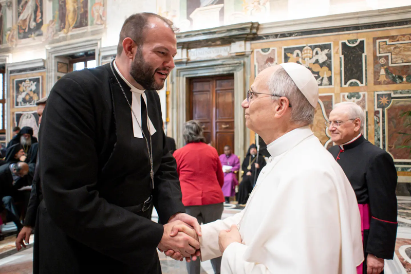 Pope Leo XIV greets MEOR Director the Revd Matthew Laferty