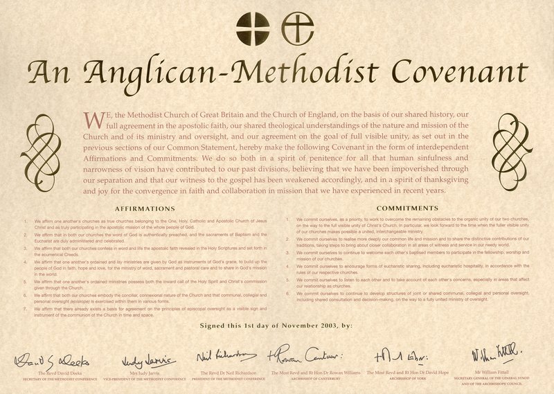 The text of the Anglican/ Methodist Covenant with signatures of those involved