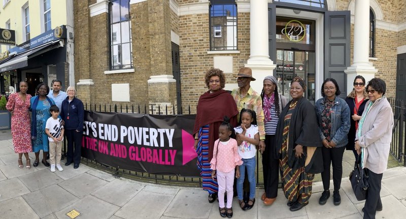 Banners outside Camden Methodist Church Bloomsbury Baptist church and URC church