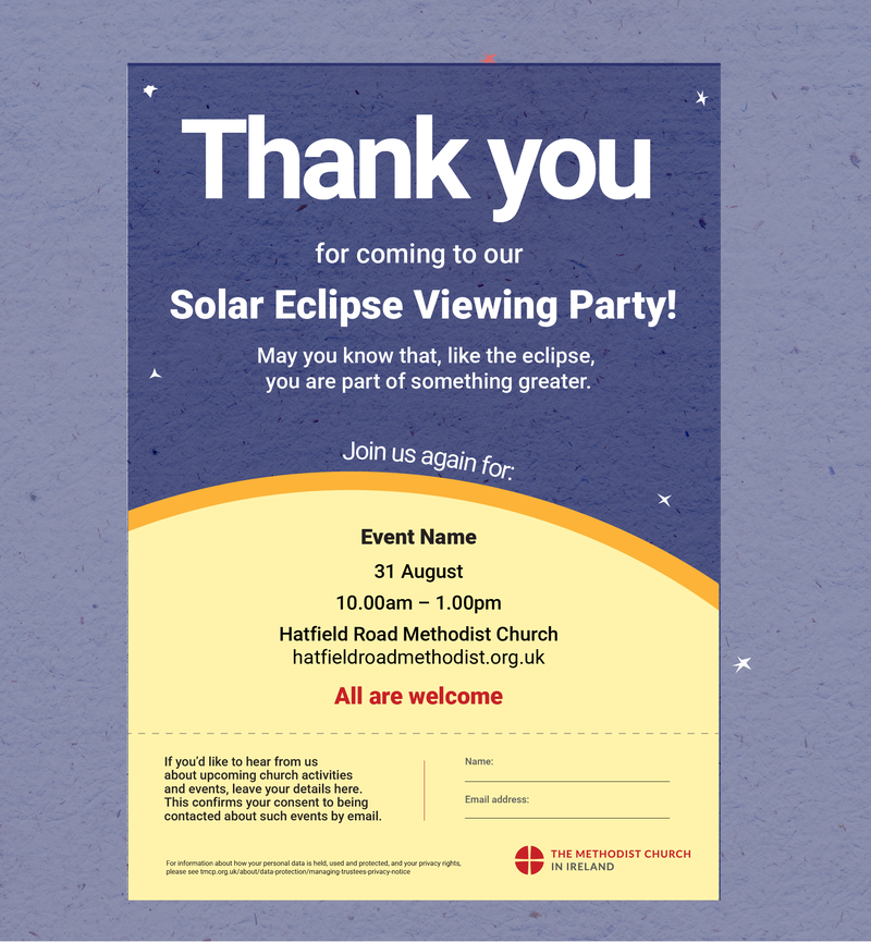 Connexional day of outreach eclipse flyer