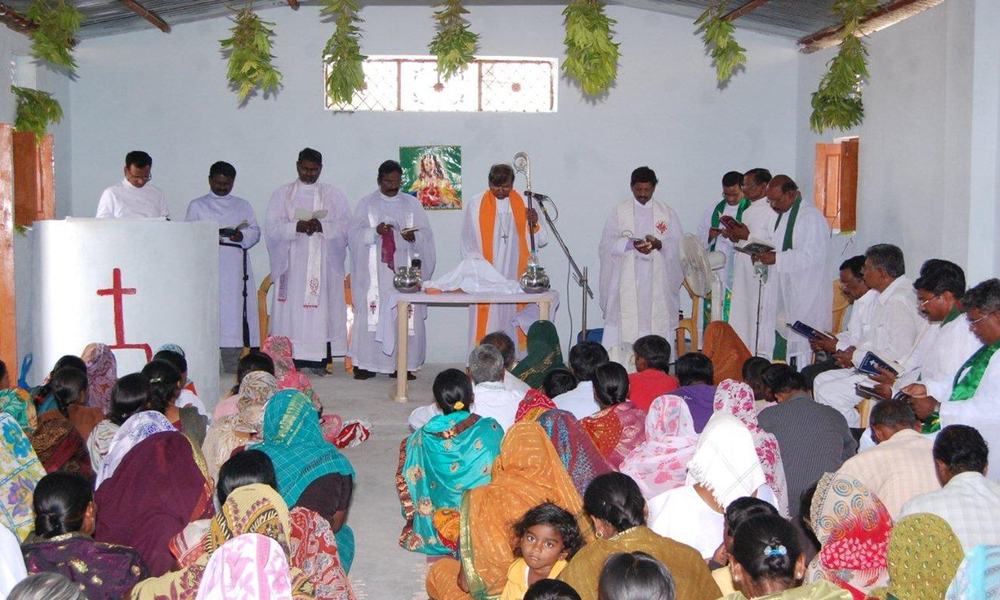 The Clergy along with the Bishop in the Dedication service