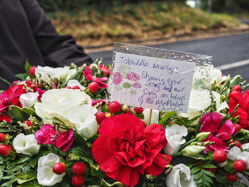 Flowers laid on the grave of Tolpuddle Martyr James Hammett