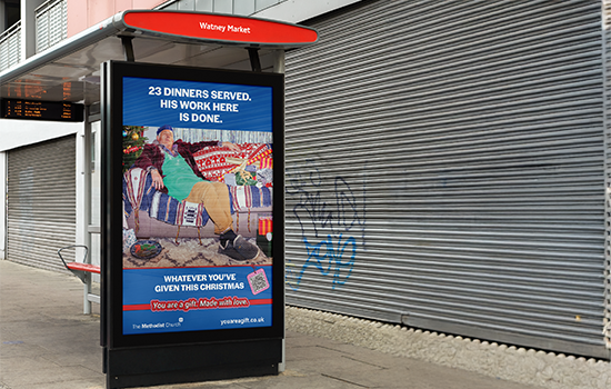 The Gifted poster mocked up on the side of a TfL bus stop in London.
