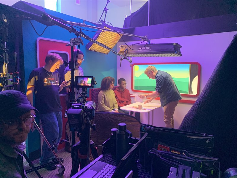 Behind the scenes filming photograph