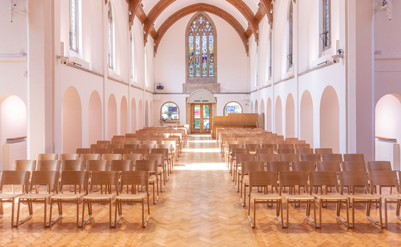 Image showing chairs from the front of church