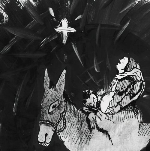 Mary and Joseph arrive in Bethlehem (Liz Valente), from Art in the Christian Tradition