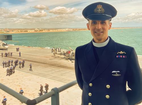 A navy chaplain in uniform