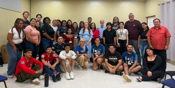 Large group of young people from across Latin America plus MCB youth president