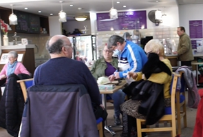 People sitting at the Haven cafe