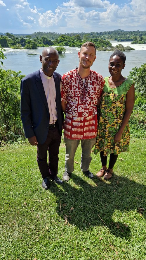 Uganda. Daniel and Grace with BIshop David