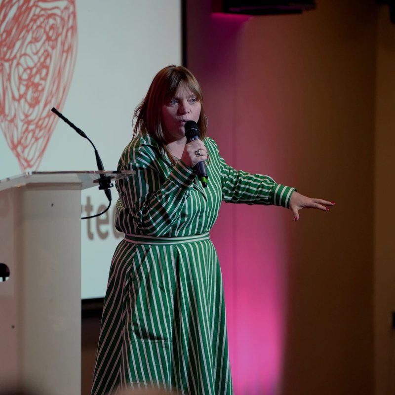 Revd Kate Bottley on stage at the Wholehearted Conference