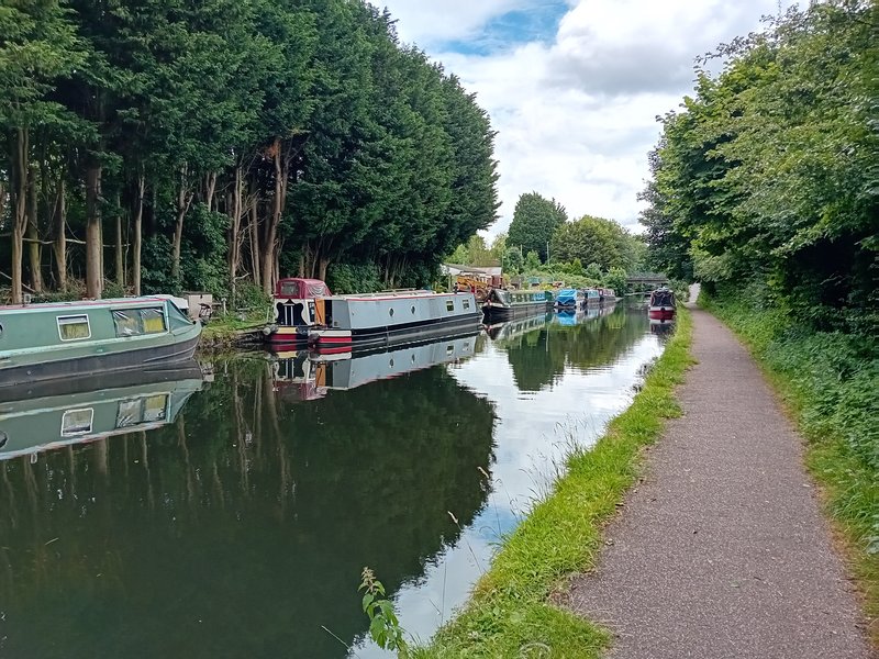 A canal boat on the water at Oxley near Wolverhampton