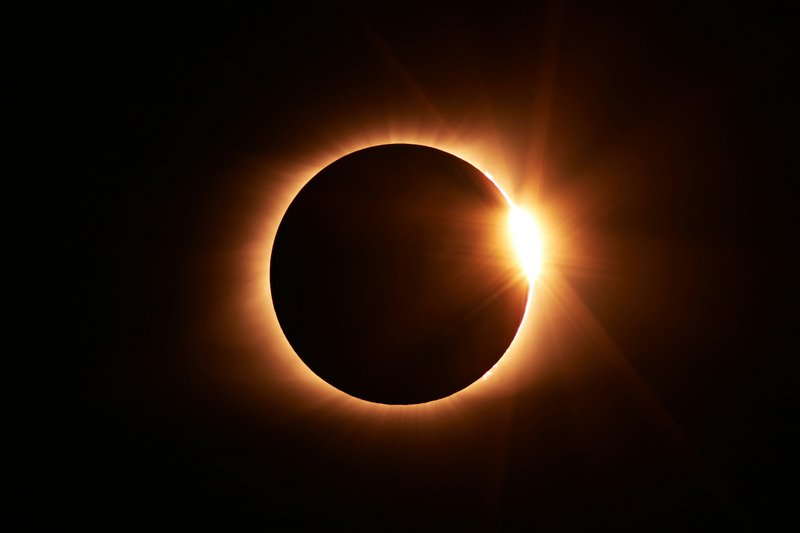 A solar eclipse nearing totality
