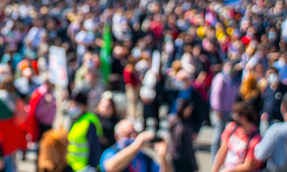 Blurred image of people protesting