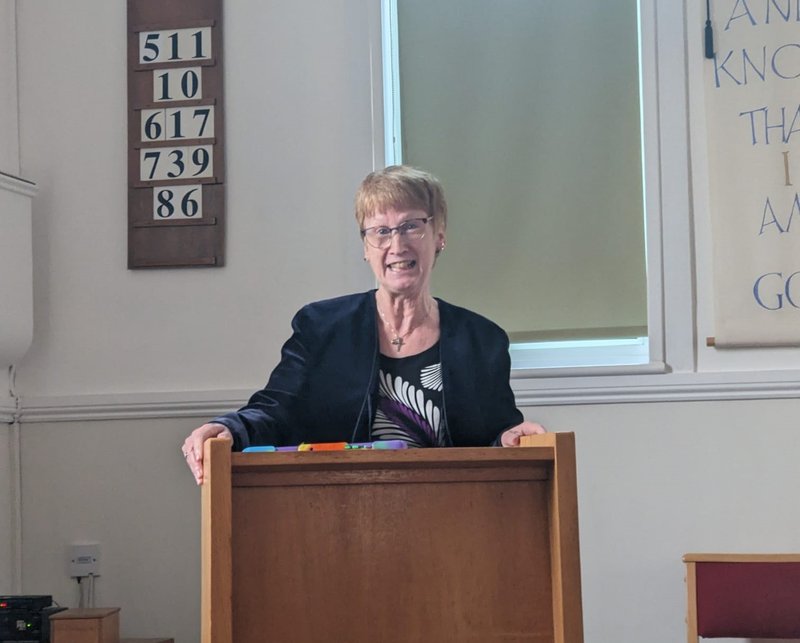 Sally Crafer a local preacher in church