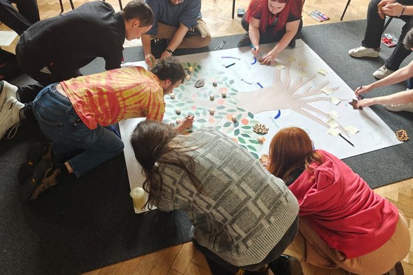 working on the tree banner