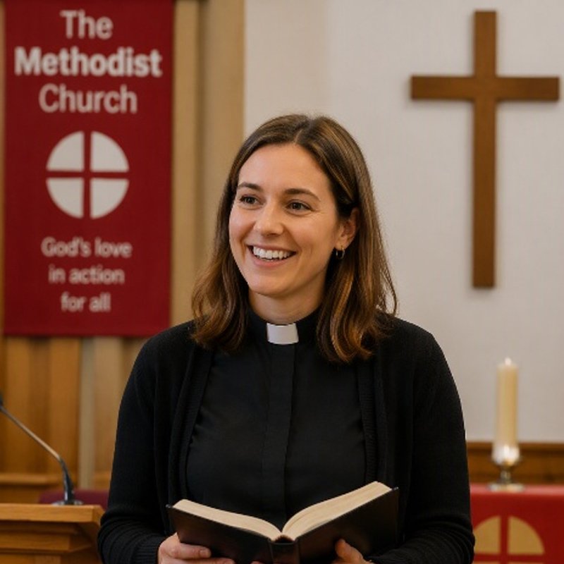 A female presbyter addresses a congregation